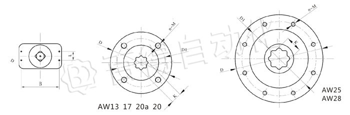 AW氣動(dòng)執(zhí)行器連接尺寸圖 AW氣動(dòng)執(zhí)行器連接尺寸圖